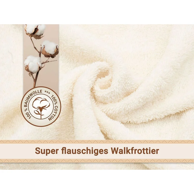 ZOLLNER Kapuzenhandtuch, Walkfrottier (1-St), 100x100 cm, 100% Baumwolle, vom Hotelwäschespezialisten – Bild 4