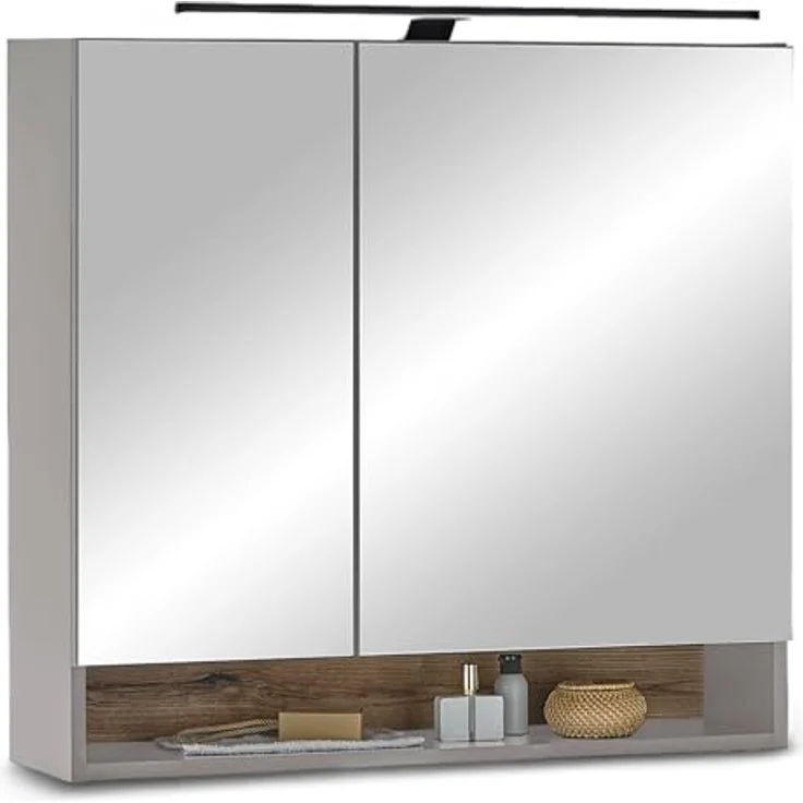 BASIC by Balculina Spiegelschrank Denver Spiegelschrank, Badezimmerschrank BxHxT 80x75x22 (1-St) Breite 80 cm, Tür L/R montierbar, Softclose – Bild 2