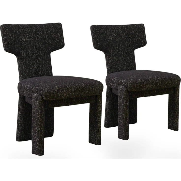 SeedWave Esszimmerstuhl 2er-Set Polsterstühle mit T-Rückenlehne und Chenillebezug (2er Set), Küchenstühle mit Holzrahmen und offenem Design ohne Armlehnen – Bild 1
