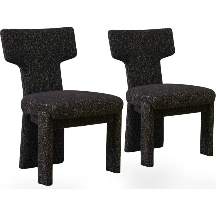 SeedWave Esszimmerstuhl 2er-Set Polsterstühle mit T-Rückenlehne und Chenillebezug (2er Set), Küchenstühle mit Holzrahmen und offenem Design ohne Armlehnen