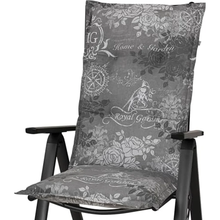 KETTtex Hochlehnerauflage Hochlehner Bali 2384 grau Rosen Royal Garden 120x49x8 cm KETTtex, (1 St) – Bild 2