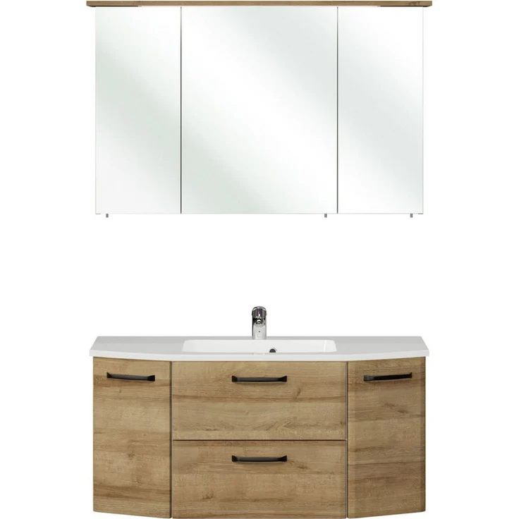 Saphir Badmöbel-Set Quickset 318, mit Türdämpfer, (3-St), Badezimmer-Set mit Mineralmarmorwaschtisch und Spiegelschrank – Bild 2
