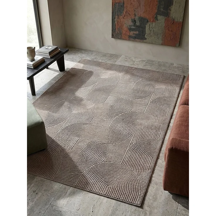 KADIMA DESIGN Teppich DALAR Teppich Kurzflor Beige 120x160 Geometrisch Polypropylen, Rechteckig, Höhe: 9 mm, Saugroboter-geeignet, Strapazierfähig, Farbecht, Pflegeleicht – Bild 4