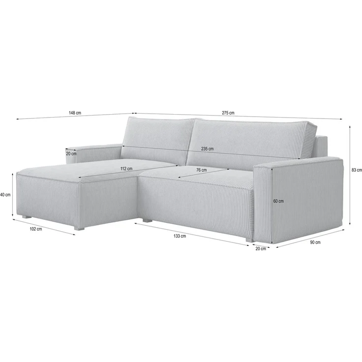 Masseno Ecksofa BESMIR mit Schlaffunktion L-Form, Sofa mit Bettkasten – Bild 2