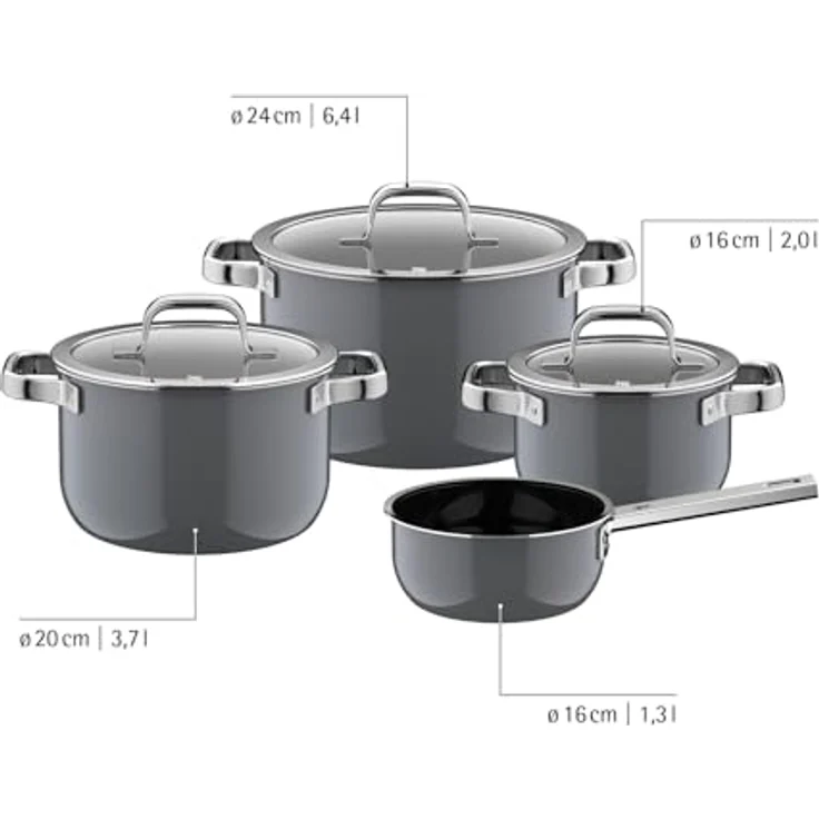 WMF Topf-Set Fusiontec Mineral Pro, 4-teilig, kratzfestes Material, Platinum, für alle Herdarten geeignet, Made in Germany – Bild 6