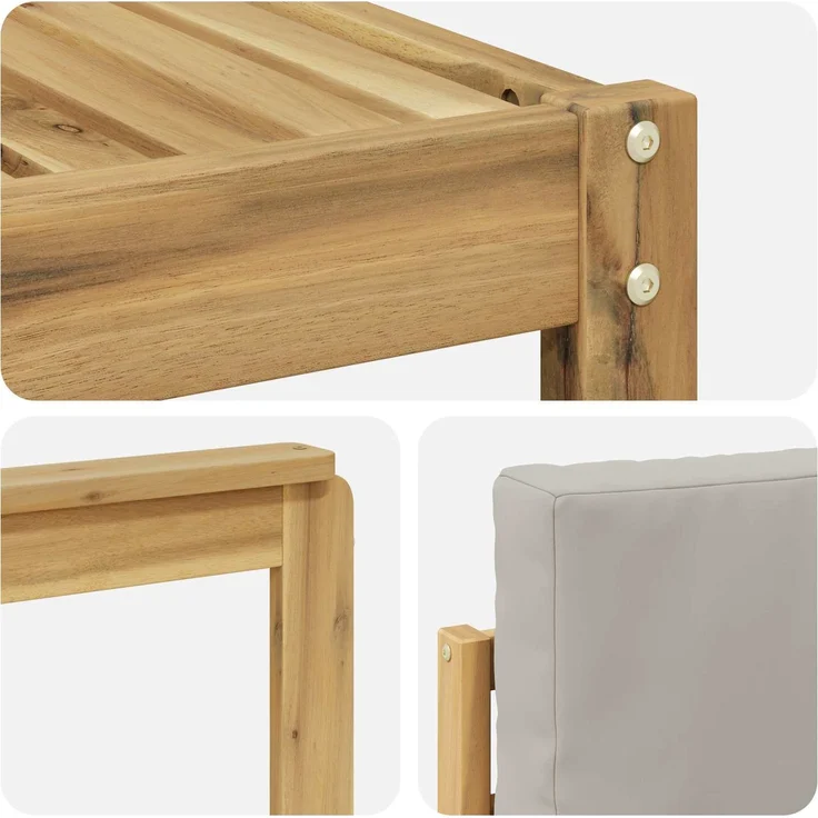 vidaXL Outdoor-Sofagarnitur 5 Stk. Weiß und Hellgrau Polyester 3387200 – Bild 5