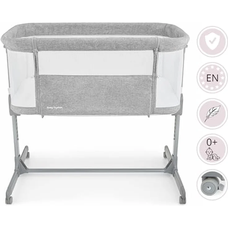 Moby-System Beistellbett Baby-Beistellbett LUNA 3in1 - Ideal für Neugeborene - grau – Bild 10