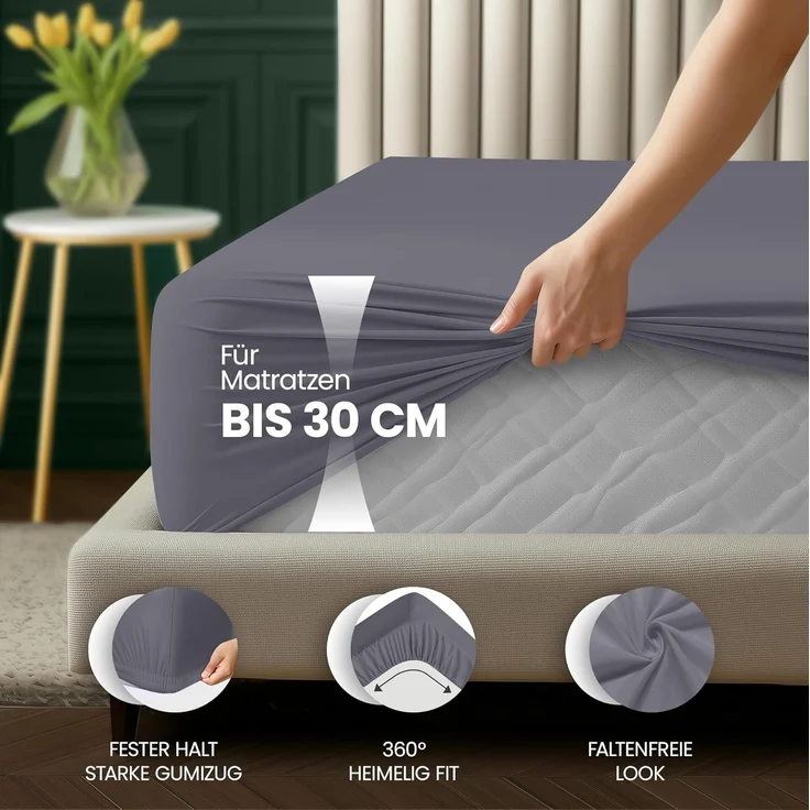 Utopia Bedding - Spannbettlaken 140x200 cm Bis 30 cm - Grau - Gebürstete Mikrofaser Spannbetttuch - Oeko Tex Standard 100 – Bild 4