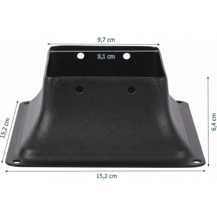 GarveeMore Möbelfuß Deckpfostenfuß, Stahl 2 mm, quadratisch, für 10x10 cm Pfosten, (10-St), 15,2 x 15,2 x 6,4 cm, mit Schrauben, rostresistent, schwarz – Bild 2