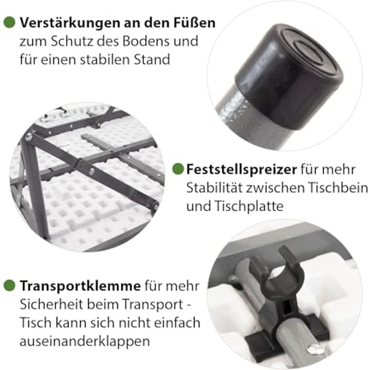 Klapptisch rund Ø 120 cm Höhe 74 cm Kunststoff / Stahl pulverbeschichtet Campingtisch Partytisch – Bild 7