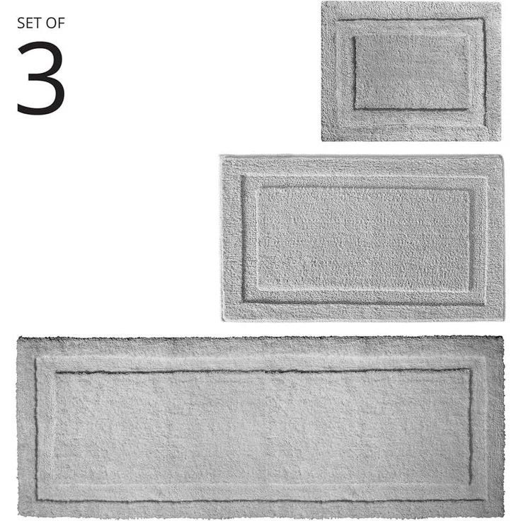 mDesign Badteppich Duschvorleger Fußmatte Mikrofaser 3er Set rutschfest grau – Bild 4