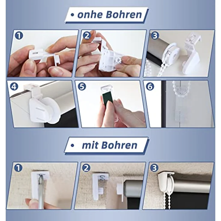 Verdunkelungsrollo ohne Bohren Klemmfix Dunkelblau B105 x H160 cm Klemmrollos für Fenster Fensterrollo innen Sichtschutz – Bild 6