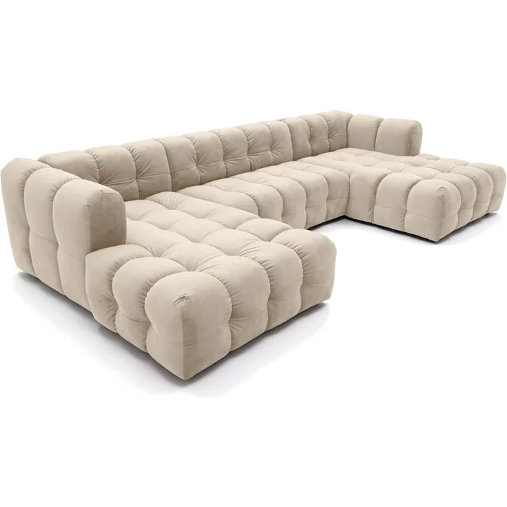 Wohnlandschaft Sofa U-Form SOLVIE in Stoff Tiffani Beige – Bild 2