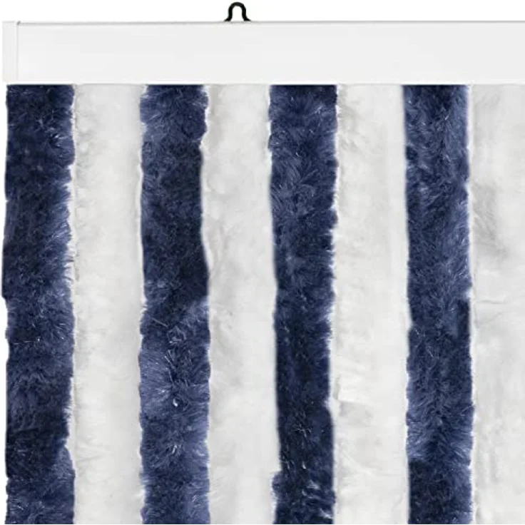 Moritz Flauschvorhang aus Chenille 90 x 200 cm blau weiß Türvorhang als Fliegenschutz Insektenschutz für Camping Wohnwagen – Bild 4