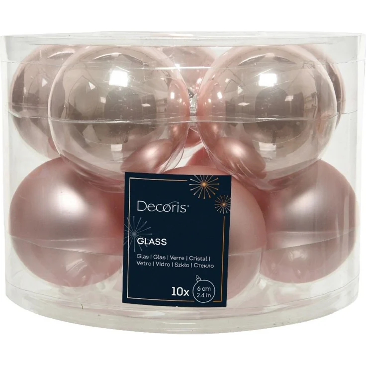 Kaemingk Weihnachtsbaumkugel Weihnachtsbaumkugeln Glas Ø 6 cm 10 Stück rosa matt/glänzend – Bild 1