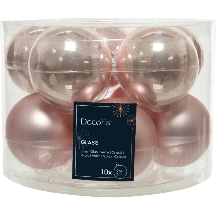 Kaemingk Weihnachtsbaumkugel Weihnachtsbaumkugeln Glas Ø 6 cm 10 Stück rosa matt/glänzend