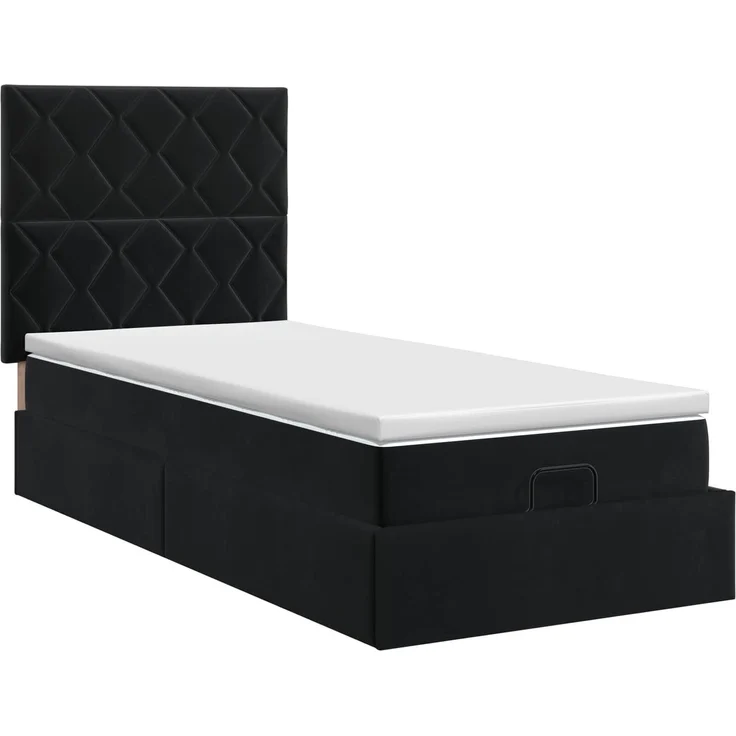 vidaXL Ottoman Bett mit Matratze mit Kopfteil Schwarz 90 x 200 cm Samt 3457769 – Bild 9