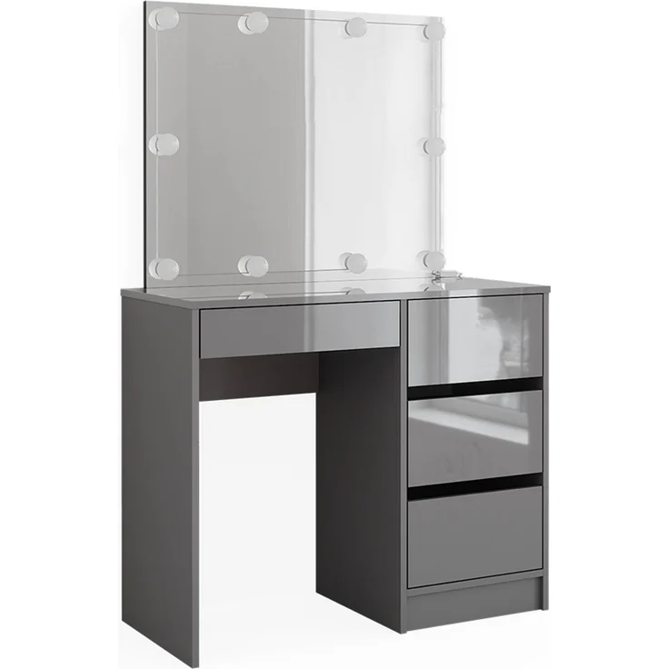 Schminktisch Sherry Grau 90 cm mit LED Beleuchtung und Hocker Vicco – Bild 1