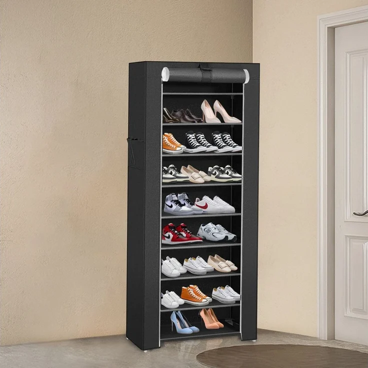 JEOBEST Schuhregal Schuhschrank 10 Ebenen, Metallgestell, Shoe Rack Schuhaufbewahrung mit Staubdichtem – Bild 3