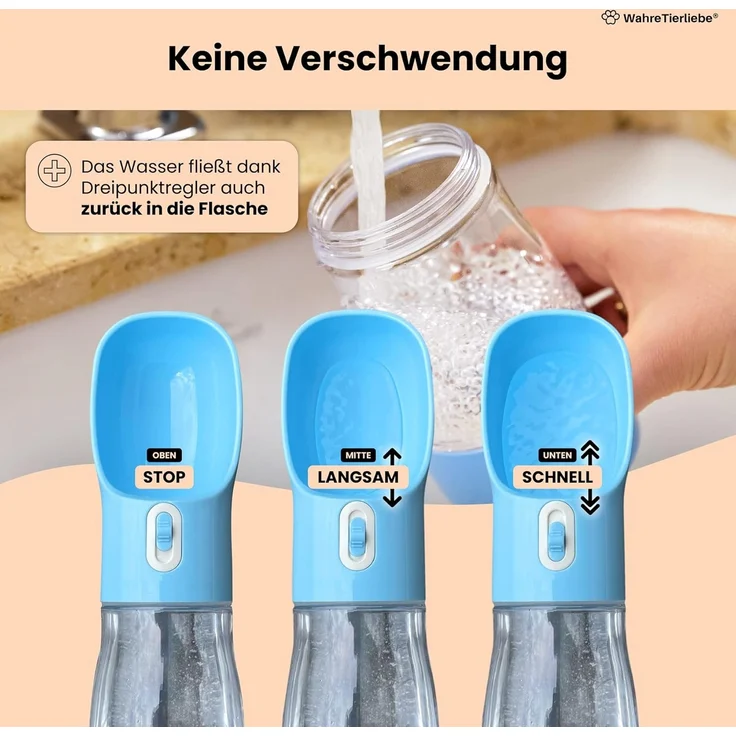 Wahre Tierliebe Trinkflasche inkl. Futterbehälter, BPA Frei, Das Original – Bild 4