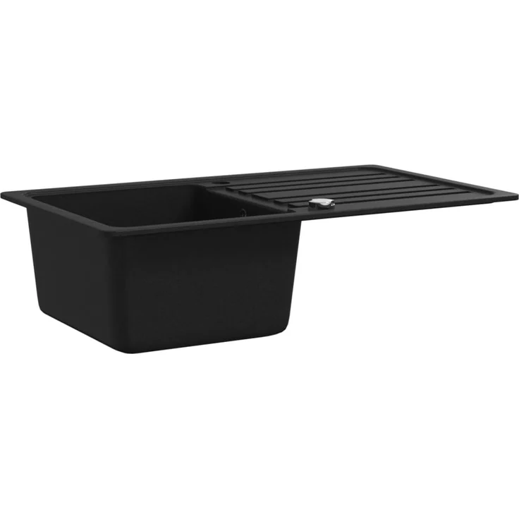 Küchenspüle | Granitspüle mit Abtropffläche Reversibel Schwarz – Bild 4