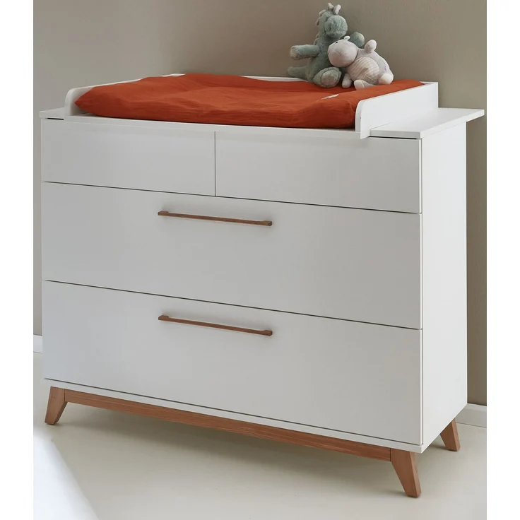 Wickelkommode mit abnehmbarem Wickelaufsatz »Lina«, (B/H/T): 115/104/77 cm, Weiß / Walnuss, Arthur Berndt – Bild 1