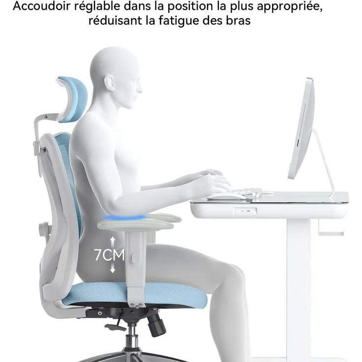 SIHOO M18 Bürostuhl ergonomisch mit Verstellbarer Kopfstütze und – Bild 5