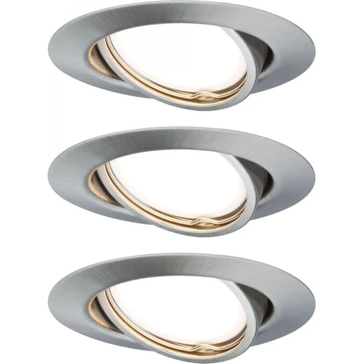 Paulmann No. 93425 LED Einbauleuchten Set Base Coin schwenkbar, 3x5W Eisen gebürstet dimmbar