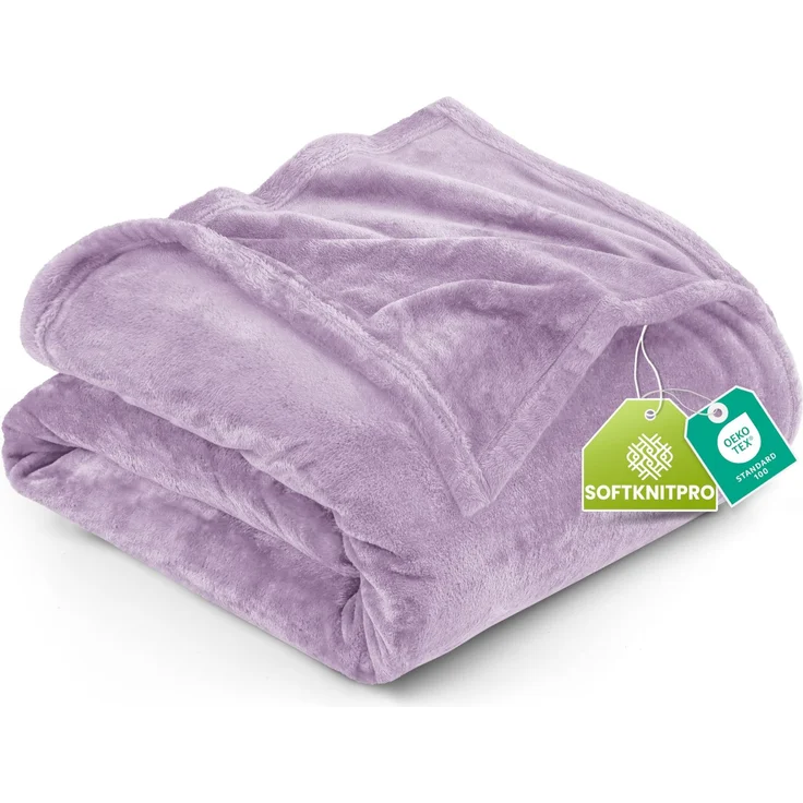 Utopia Bedding Fleecedecke Leichte Decke für Bett, Couch oder Sofa, Geeignet für alle Jahreszeiten [228x228 cm, Flieder]