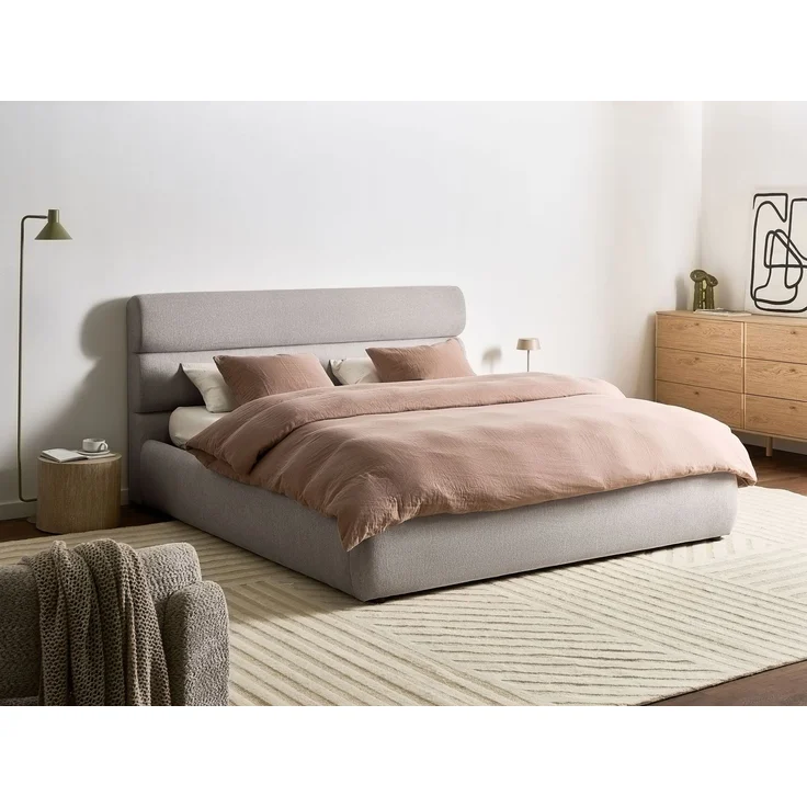 Bett mit Stauraum Kunstleinen BONIFACIO 180x200 cm Grau – Bild 3