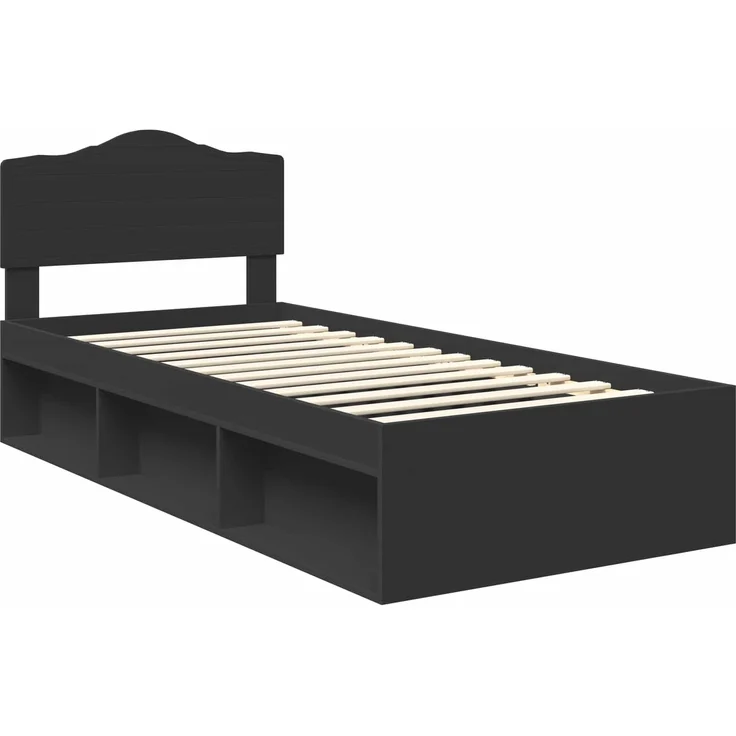 vidaXL Bettrahmen Schwarz 75 x 190 cm Massives Kiefernholz 3412962 – Bild 3