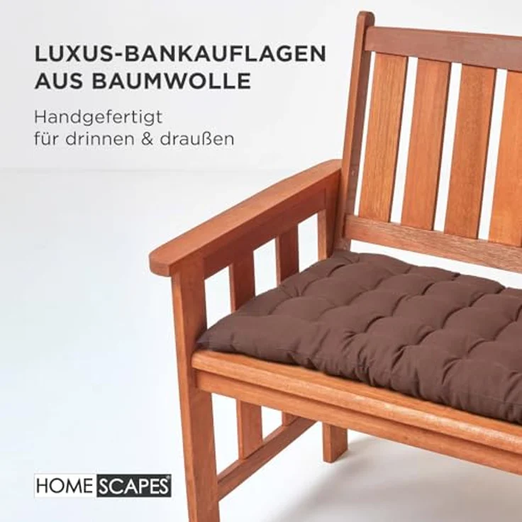 Homescapes Stuhlkissen 2er Bankauflage braun 100% Baumwolle – Bild 4