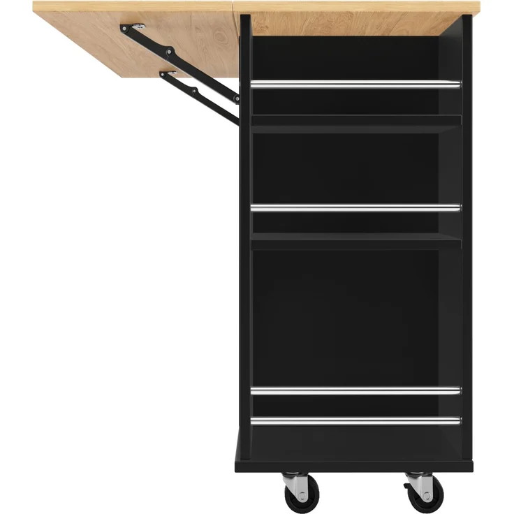 Merax Kücheninsel mit herausnehmbaren Trennwänden, Küchenschrank, Esszimmerwagen mit Arbeitsplatte, Buffetschrank, Esszimmerwagen mit Holzmaserung, ausgestattet mit Snackhalter und Weinglasregal, schwarz – Bild 8