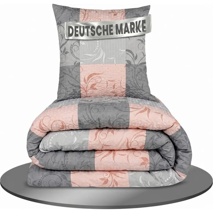 Malika Bettwäsche aus 100 % Mikrofaser, 1x 240x220 + 2x 80x80 cm, Seersucker, Ranke-Rose, Seersucker, 3 teilig, Für Allergiker geeignet, pflegeleicht, angenehm weicher Stoff – Bild 3