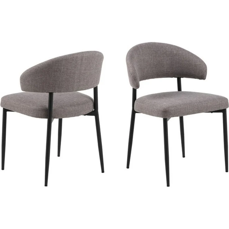 Polsterstuhl >Edina< (2er-Set) in graubraun, Polyester, Stahl - 56x77x55 (BxHxT) – Bild 3