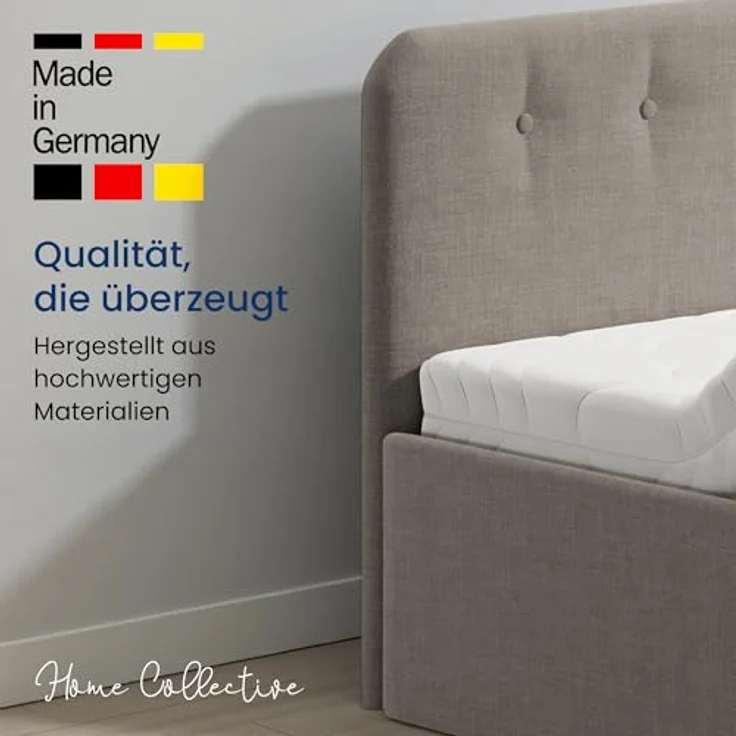 Home Collective Polsterbett Bett mit Stauraum, verstellbarem Lattenrost, viele Größen (Größen: 100x200 120x200 140x200 160x200 180x200 200x200, hochwertiger Strukturstoff, made in Germany), modernes Design mit hochwertigem Strukturstoff 100x200 cm, Dun... – Bild 8