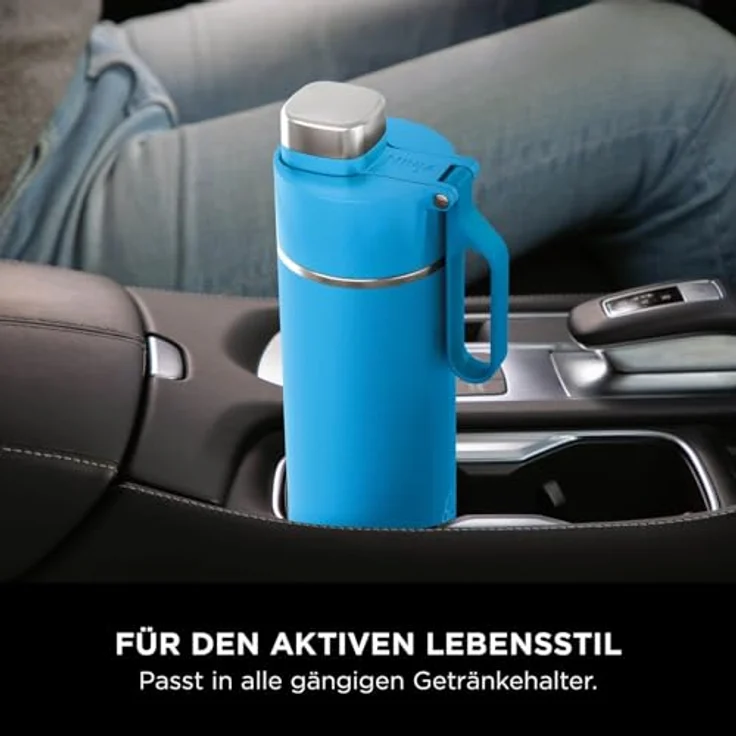 Ninja Thirsti Wasserflasche, Thermobecher to go, 530 ml, auslaufsicherer Deckel, für kohlensäurehaltige, heiße & kalte Getränke, dreifach isolierte Reiseflasche, Edelstahl, Tropenblau, DW1801EUUKSB – Bild 8