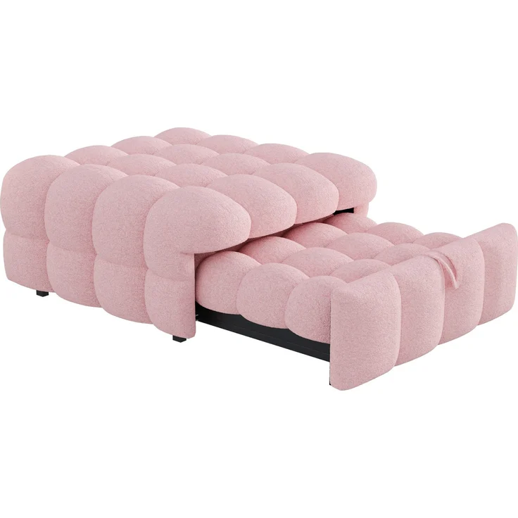 ZUBALIYA Schlafsofa, Bouclé-Bezug, Ausziehbett, Rosa – Bild 10