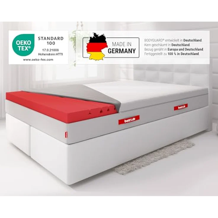 Bodyguard bett1 Boxspring Matratze Weich 100x200 mit ca. 28 cm Matratzen-Höhe! (100% Vollschaum, 2in1 Liegehärten Weich & Fester, Oeko-TEX 100, Ergonomiemodule, QXSchaum) – Bild 7