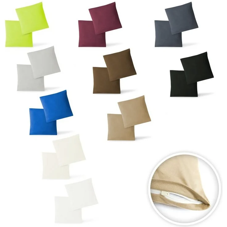 Jersey Kissenbezug, 2er Set, Baumwolle, Bordeaux, 80x80 cm – Bild 3