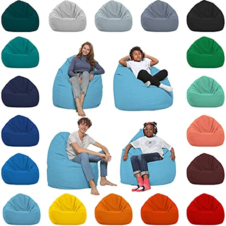 HomeIdeal - Sitzsack XXL Bodenkissen für Erwachsene & Kinder - Geeignet für Gaming oder Entspannen - Indoor wie Outdoor da er Wasserfest ist - mit EPS Perlen, Farbe:Hellblau, Größe:XXL – Bild 2
