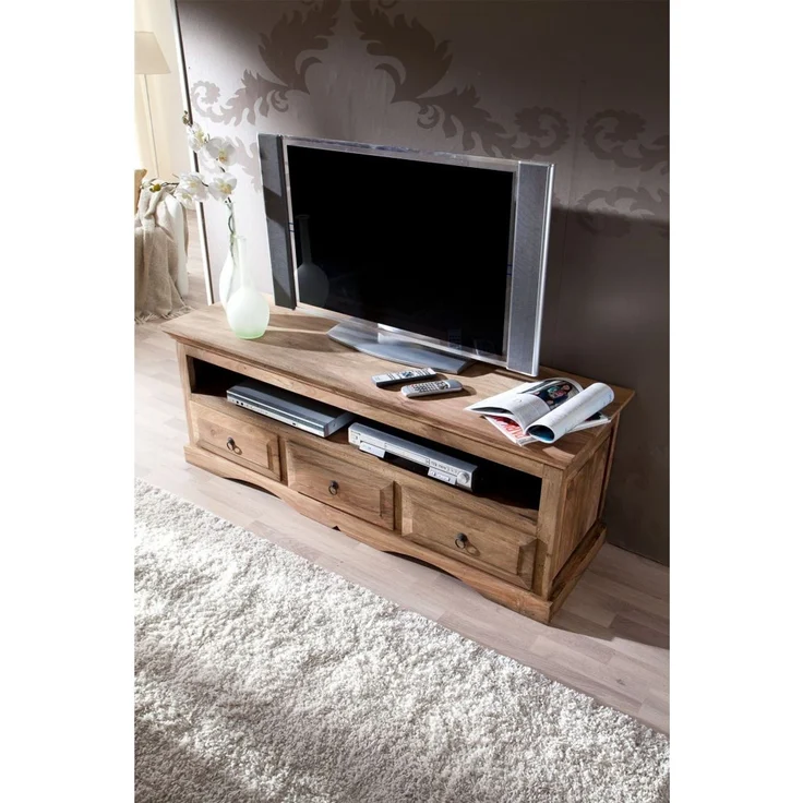 TV-Board Sheesham 150 x 45 x 55 grau geölt LEEDS #43 – Bild 2