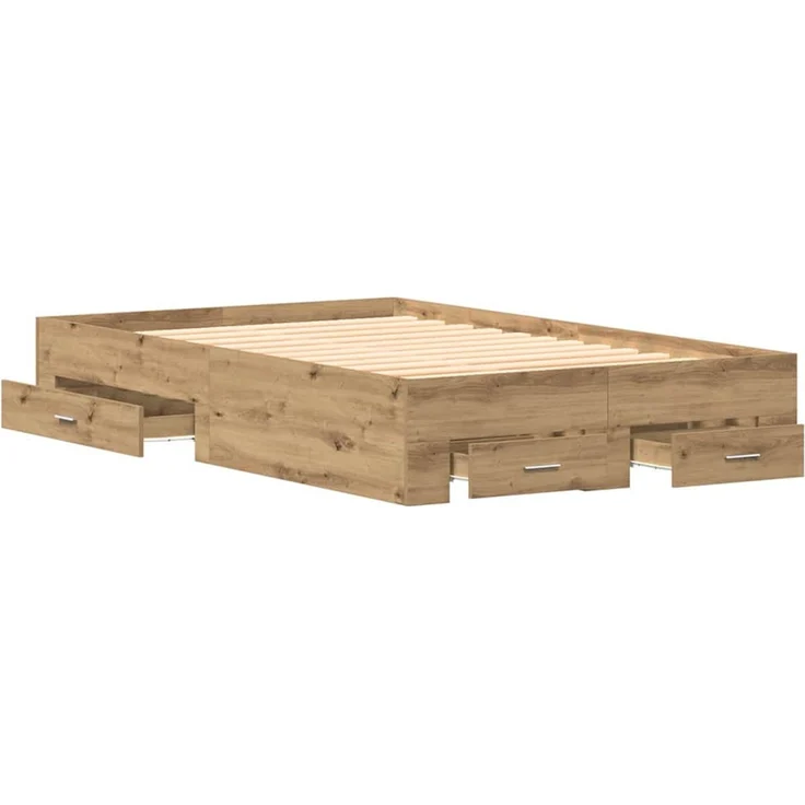 vidaXL Bettrahmen Artisan-Eiche 120 x 200 cm Holzwerkstoff 3333970 – Bild 4