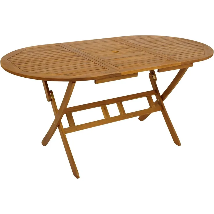 Klapptisch BENITA 85x160 cm oval, Akazie geölt