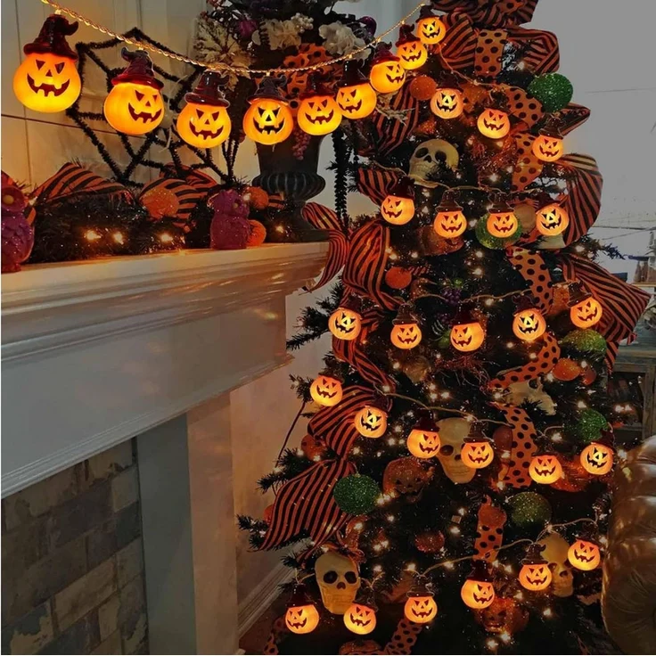 Bomiclss LED-Lichterkette 3M Halloween-LED-Lichterkette mit Kürbis-Laternen – Bild 4