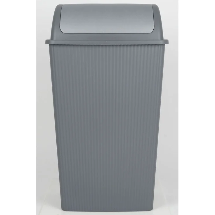 12x Schwingdeckeleimer 45 Liter grau ca. 40x30x70 cm großer Abfalleimer aus Kunststoff für Haushalt Büro Gewerbe – Bild 5