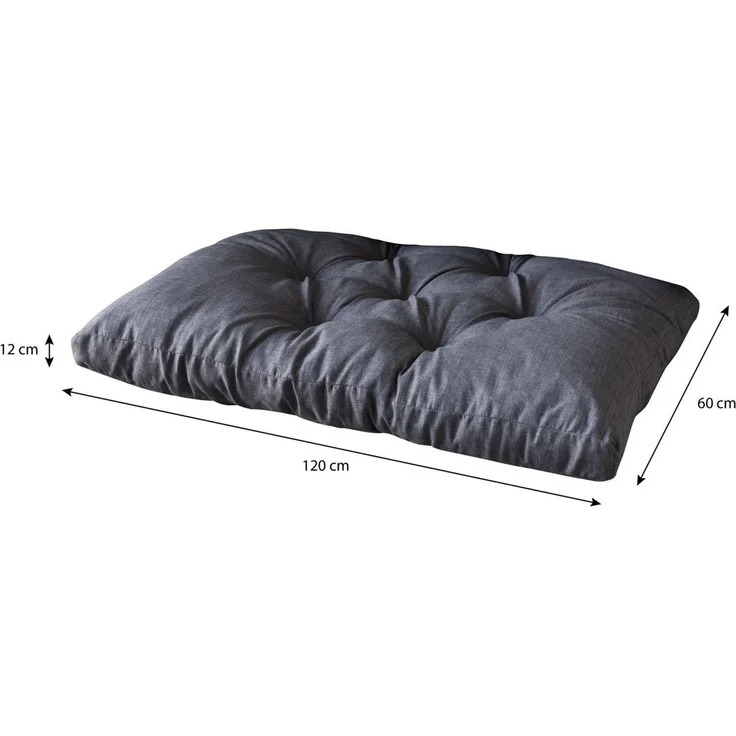 sunnypillow Sitzkissen Palettenkissen gesteppt Sitzkissen 120 x 60 x 12 cm, Anthrazit – Bild 2