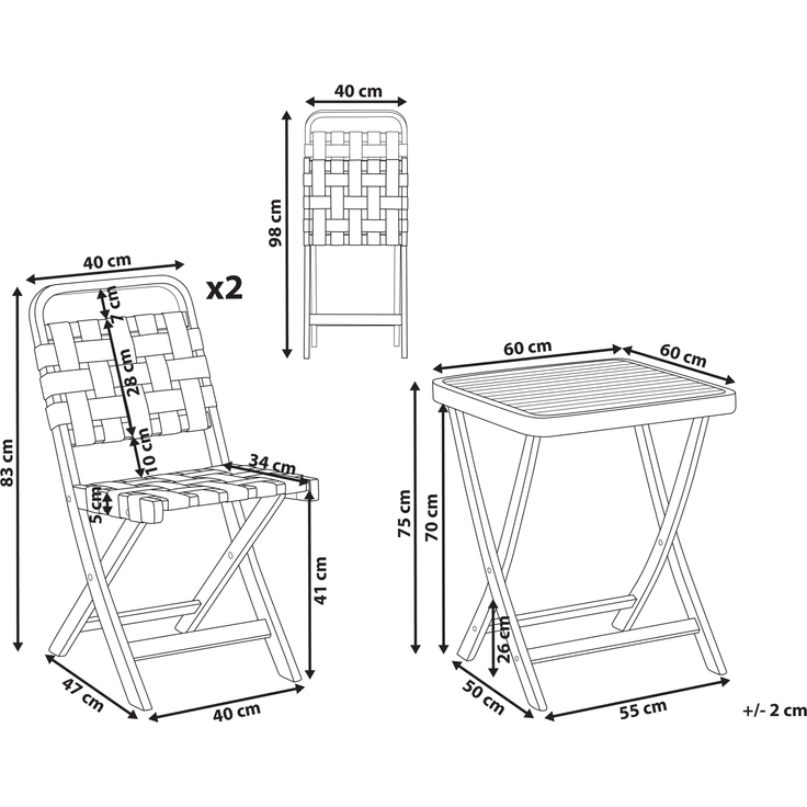 Bistro Set klappbar CALCIANO zertifiziertes Akazienholz Braun – Bild 2