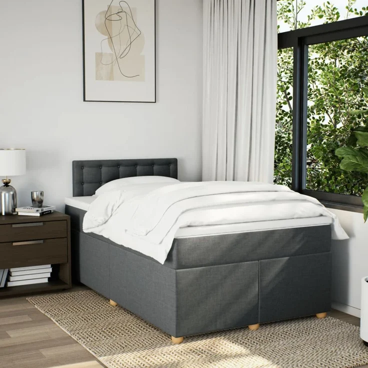 vidaXL Boxspringbett mit Matratze Dunkelgrau 120x190 cm Stoff 3288934 – Bild 4