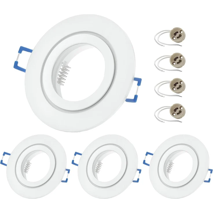 Sweet LED Deckenspot 4er Set IP44 Einbaustrahler GU10 Aluminium für Bad & Küche weiß matt, ohne Leuchtmittel, Einbauspots, Einbaurahmen, Deckenlampe – Bild 1